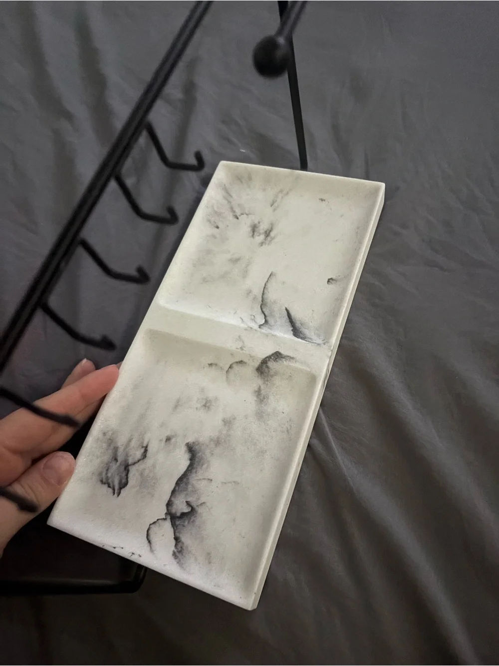 Amazon Black Jewelry Rack with White Marble Tray